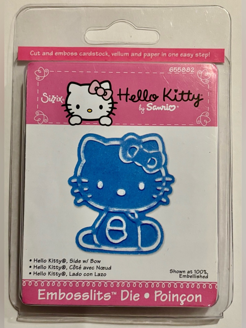 rare Sizzix x Sanrio sizzlit embosslit: Hello Kitty side with bow NIP